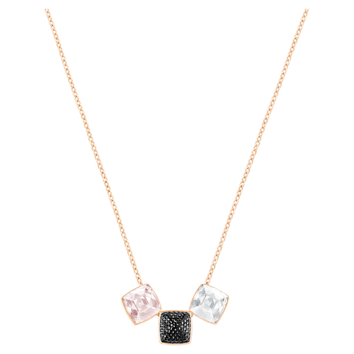 

Swarovski Glance ネックレス, スクエア・カット, ブラック, ローズゴールドトーン・プレーティング