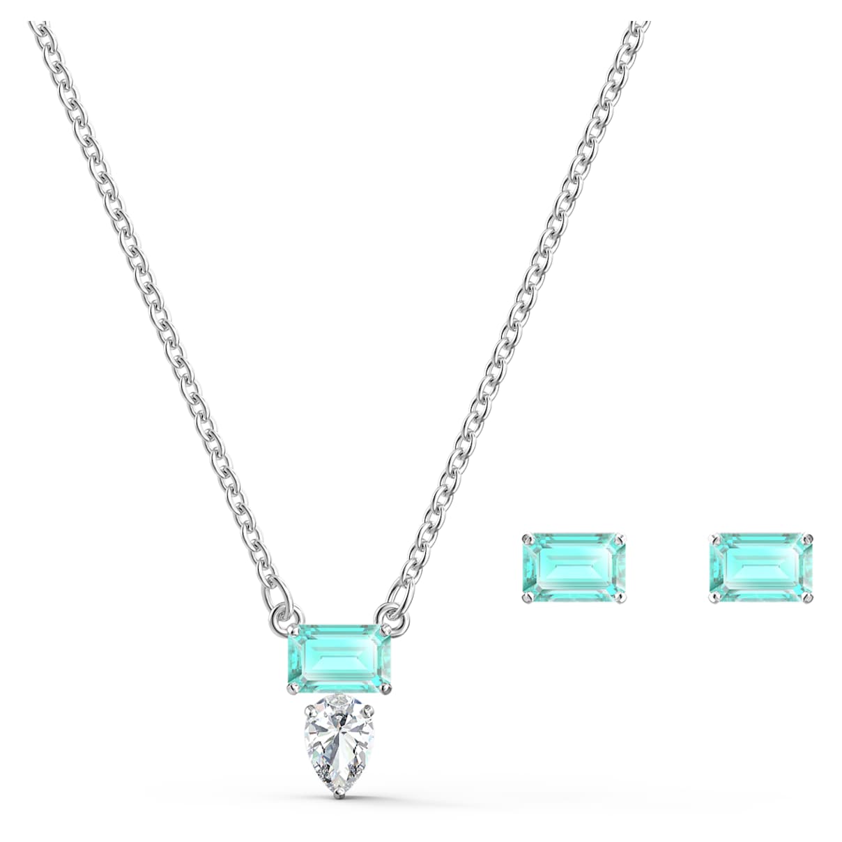 

Attract set, Mixed cuts, Blue, Rhodium plated