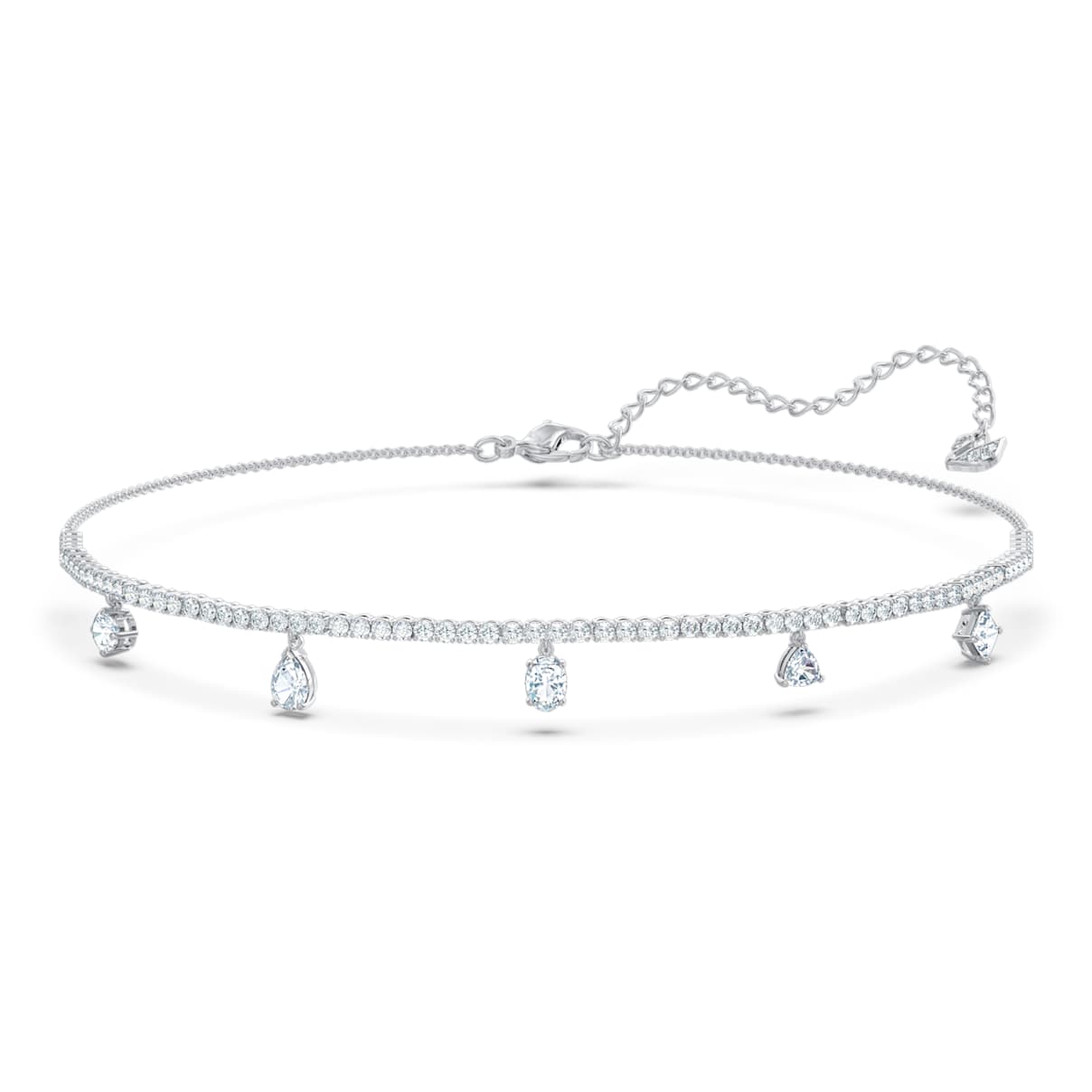 

Swarovski Tennis Deluxe choker, Mixed cuts, White, Rhodium plated