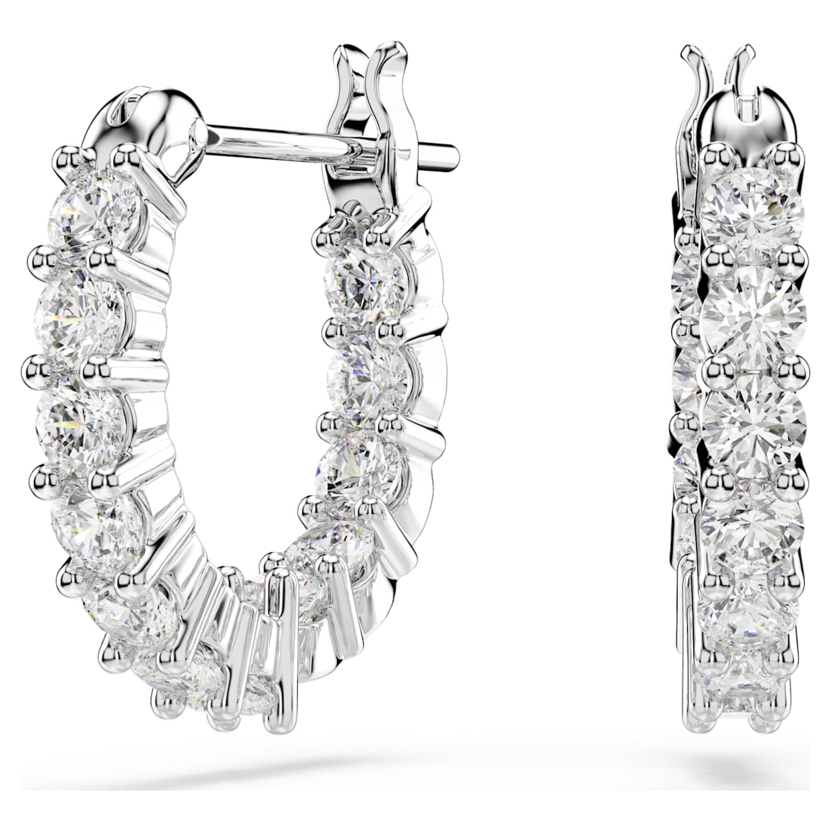 

Matrix Vittore hoop earrings, Round cut, White, Rhodium plated