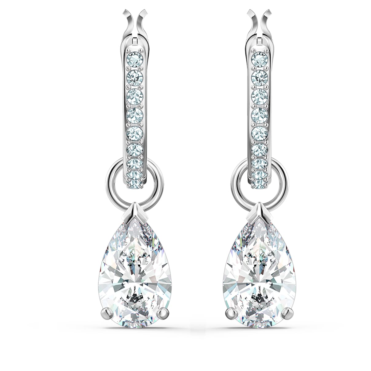 

Attract drop earrings, Pear cut, White, Rhodium plated