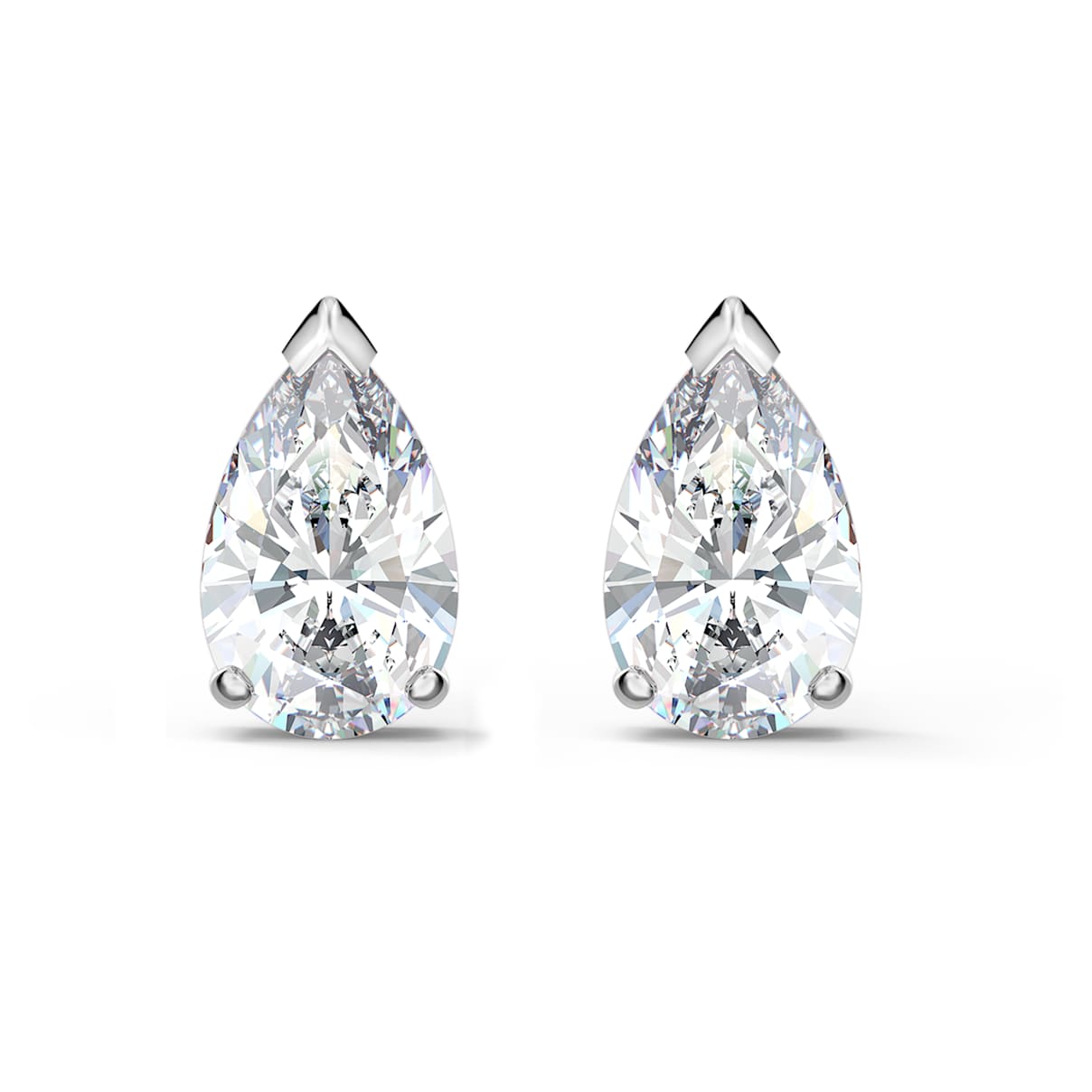 

Swarovski Attract stud earrings, Drop cut, White, Rhodium plated