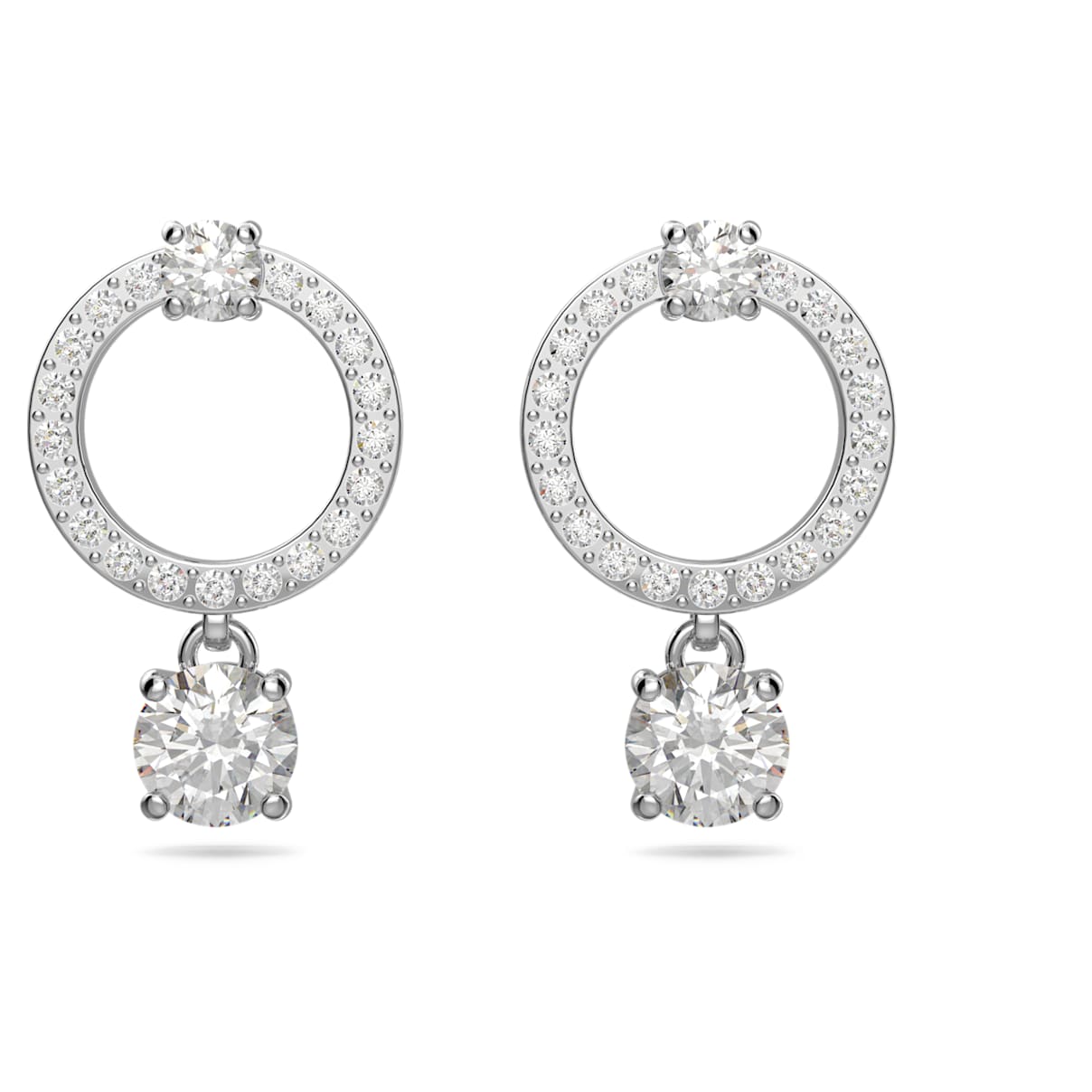 

Constella hoop earrings, Round cut, White, Rhodium plated