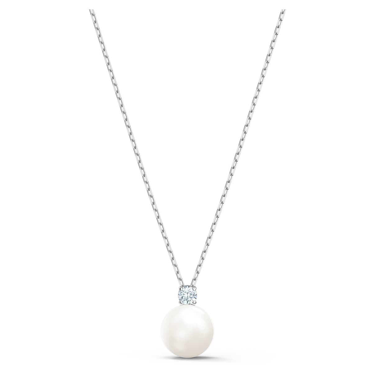 Click to view product details and reviews for Treasure Pearl Necklace White Rhodium Plated.