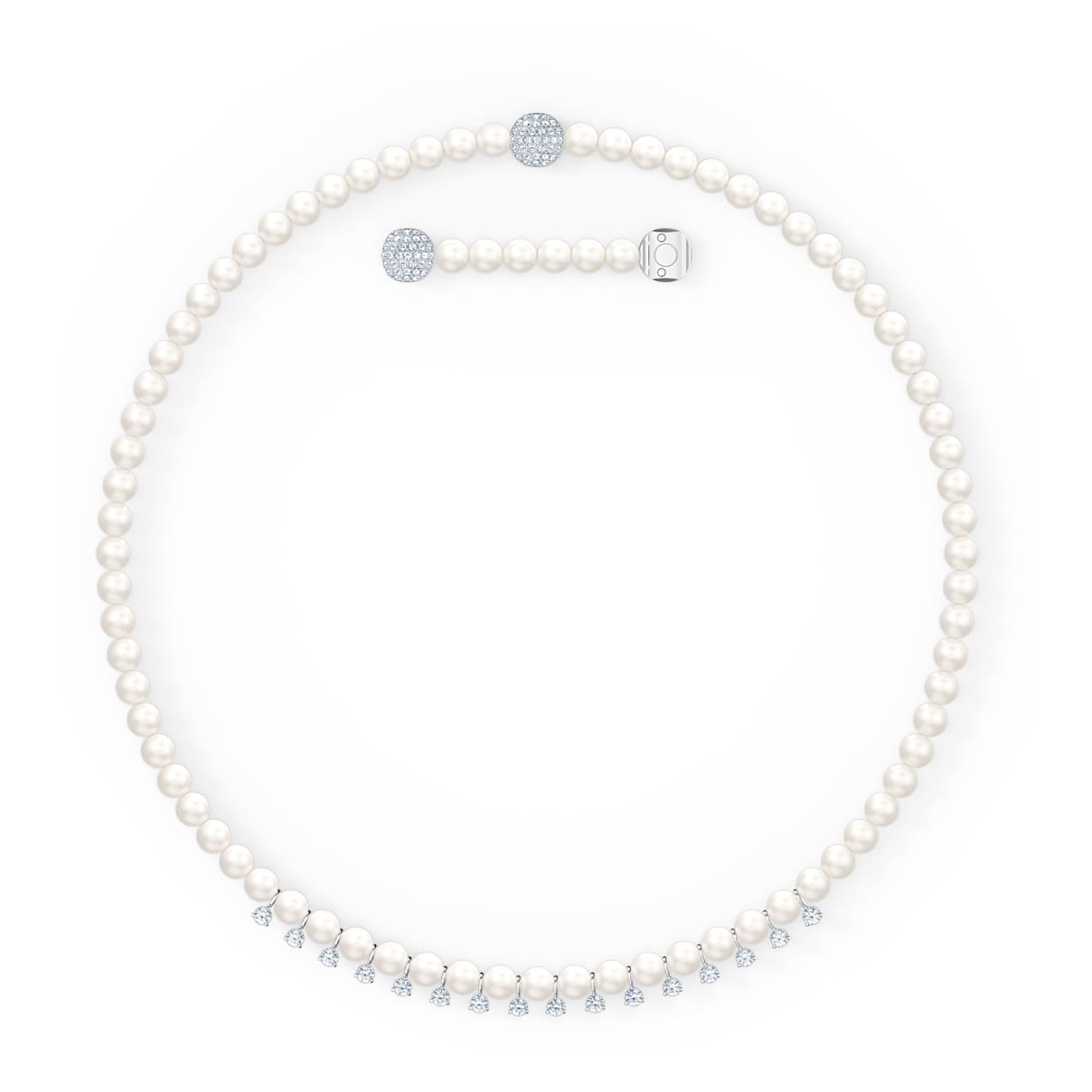 

Treasure necklace, Magnetic closure, White, Rhodium plated