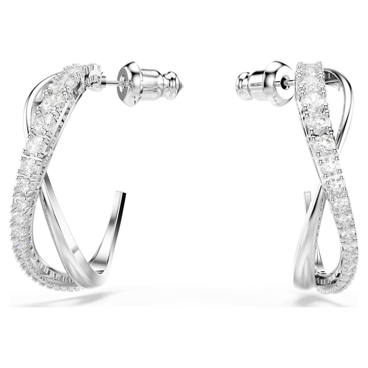 Click to view product details and reviews for Twist Hoop Pierced Earrings White Rhodium Plated.