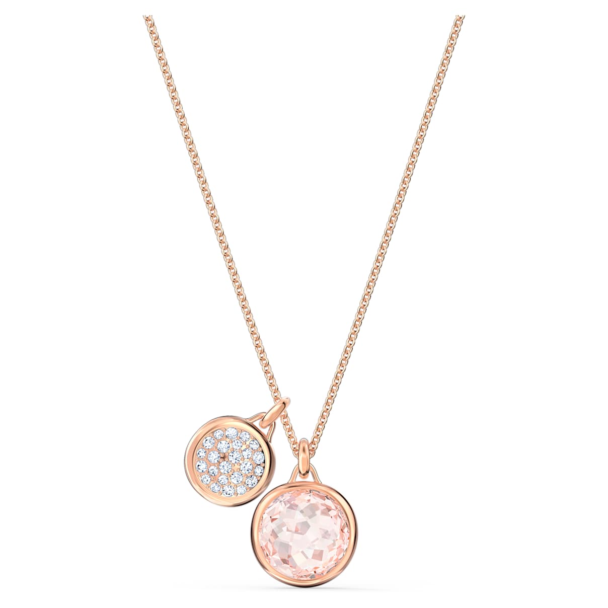 Click to view product details and reviews for Tahlia Double Pendant Pink Rose Gold Tone Plated.