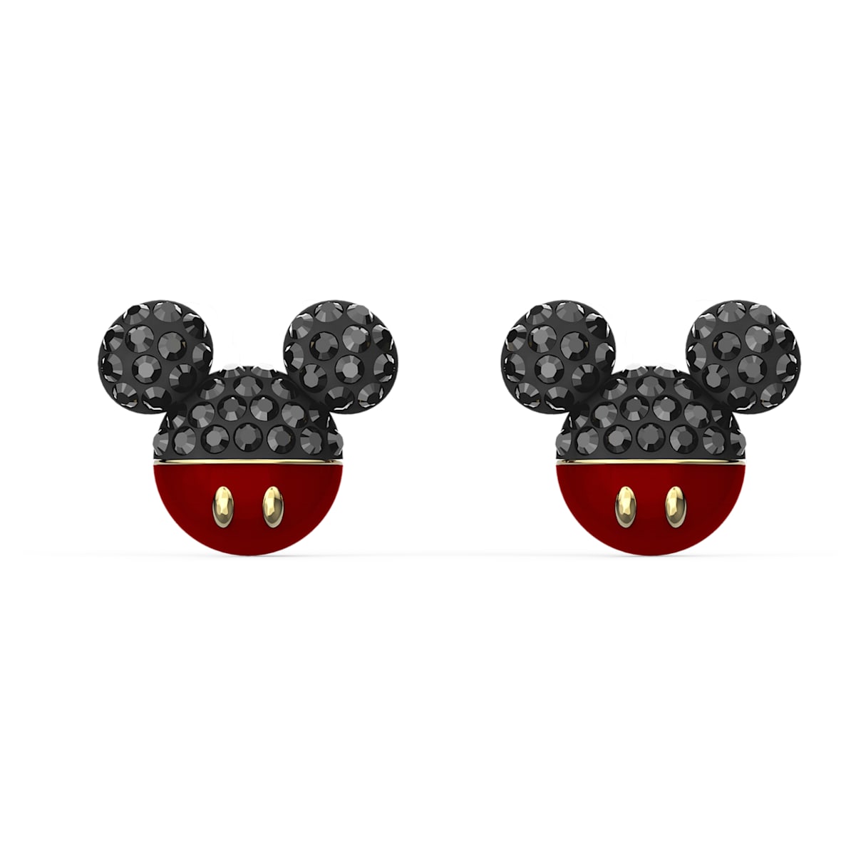 Click to view product details and reviews for Mickey Pierced Earrings Black Gold Tone Plated.