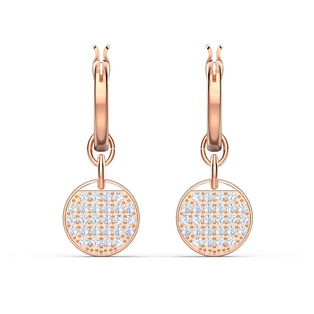 

Sublima drop earrings, White, Rose gold-tone plated