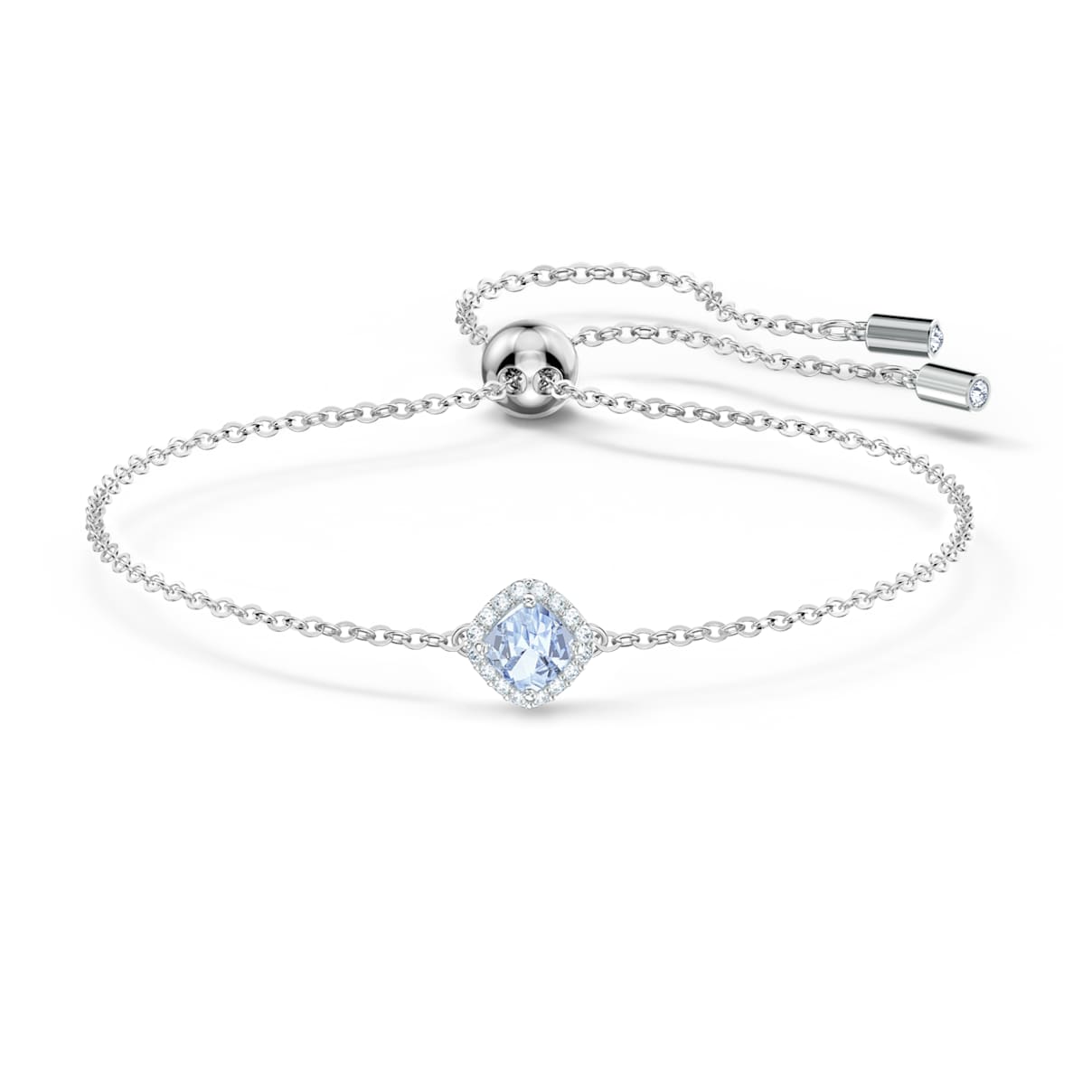 

Swarovski Angelic bracelet, Cushion cut, Blue, Rhodium plated
