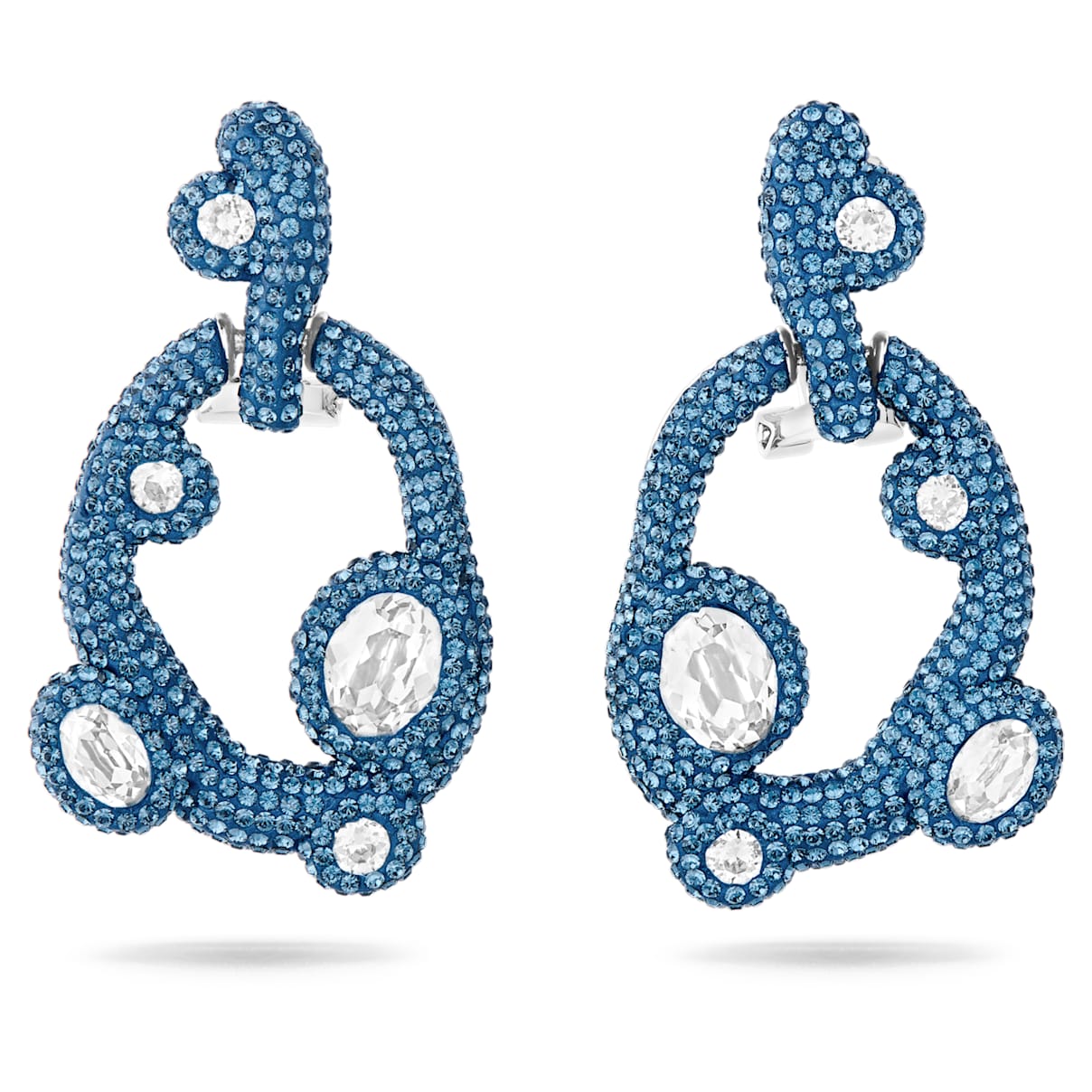 

Tigris drop earrings, Mixed cuts, Water droplets, Blue, Palladium plated