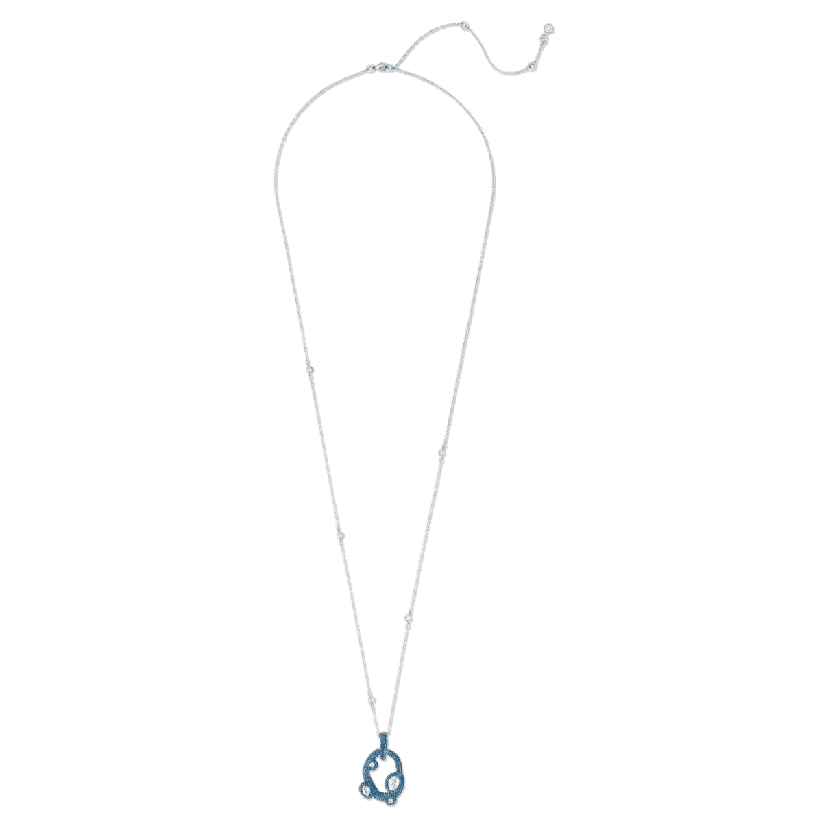 

Tigris pendant, Mixed cuts, Water droplets, Blue, Palladium plated