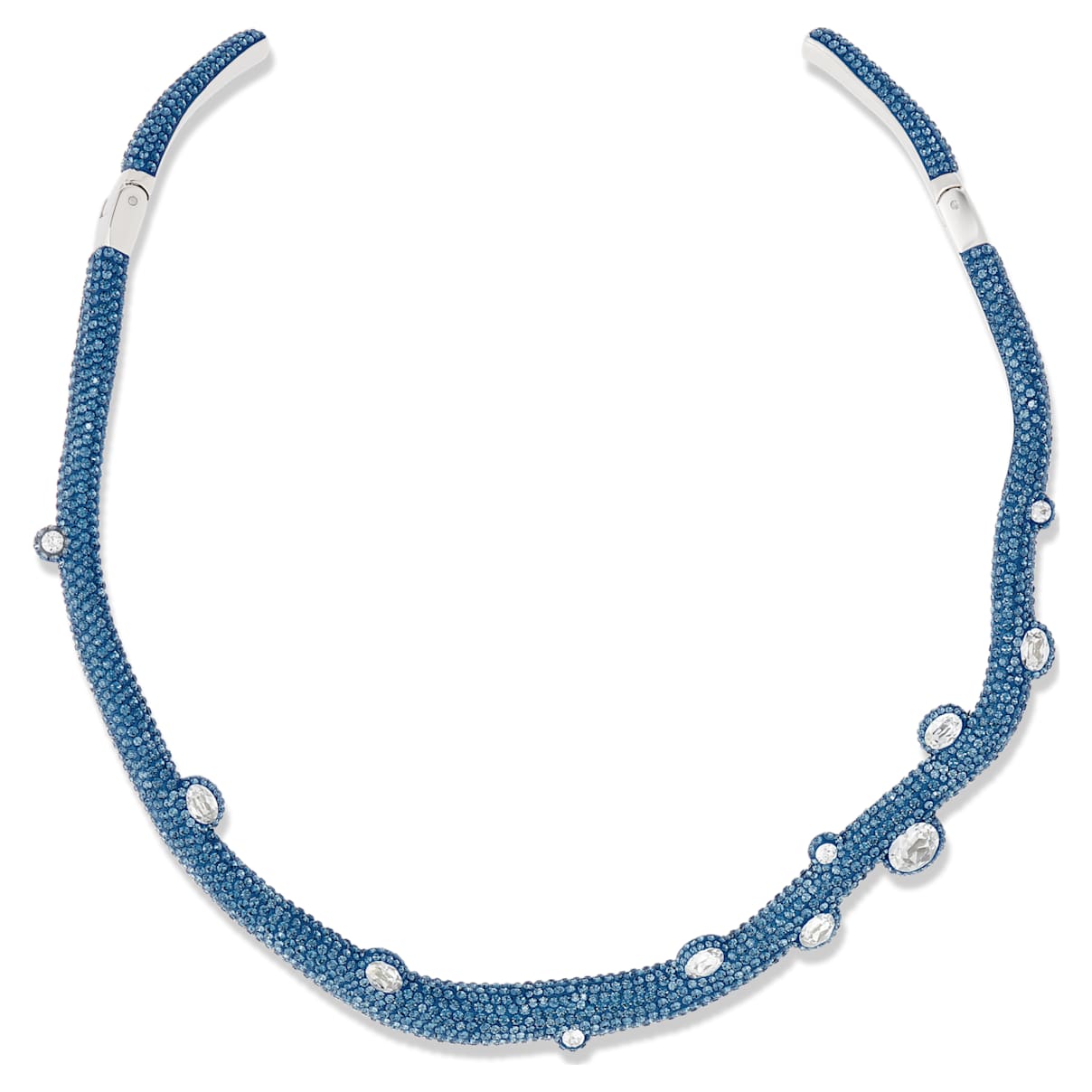 

Tigris torque necklace, Mixed cuts, Water droplets, Blue, Palladium plated