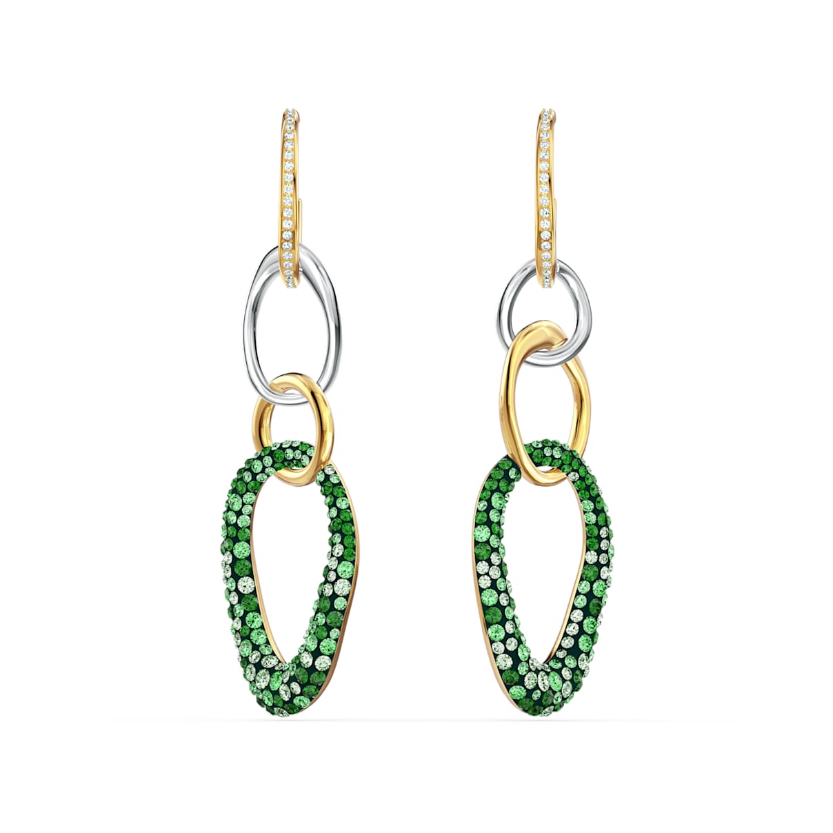 Click to view product details and reviews for The Elements Pierced Earrings Green Mixed Metal Finish.