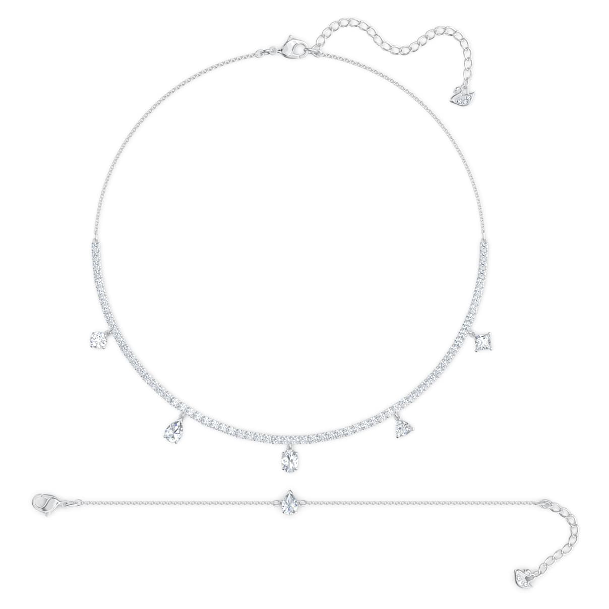 

Swarovski Tennis Deluxe set, Mixed cuts, White, Rhodium plated
