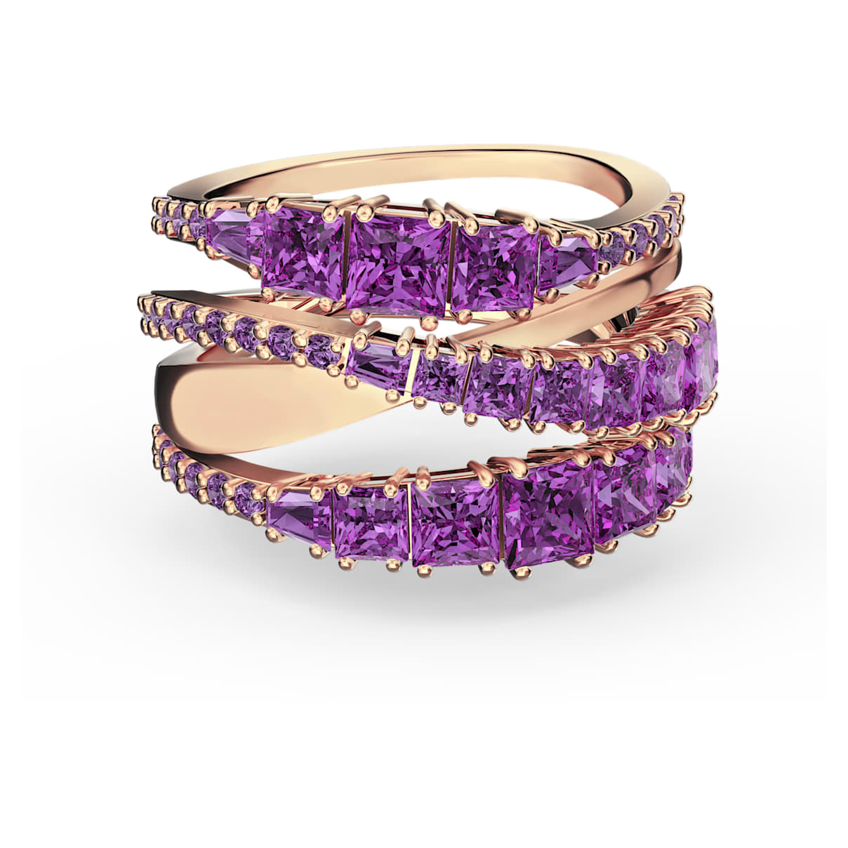 Anello Twist Wrap, viola, placcato color oro rosa
