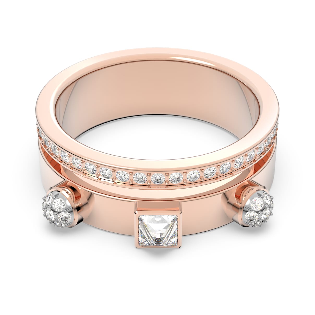 

Thrilling ring, Mixed cuts, White, Rose gold-tone plated
