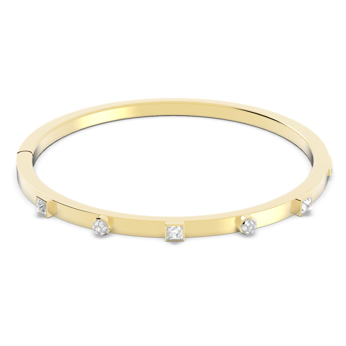 

Thrilling bangle, Mixed cuts, White, Gold-tone plated