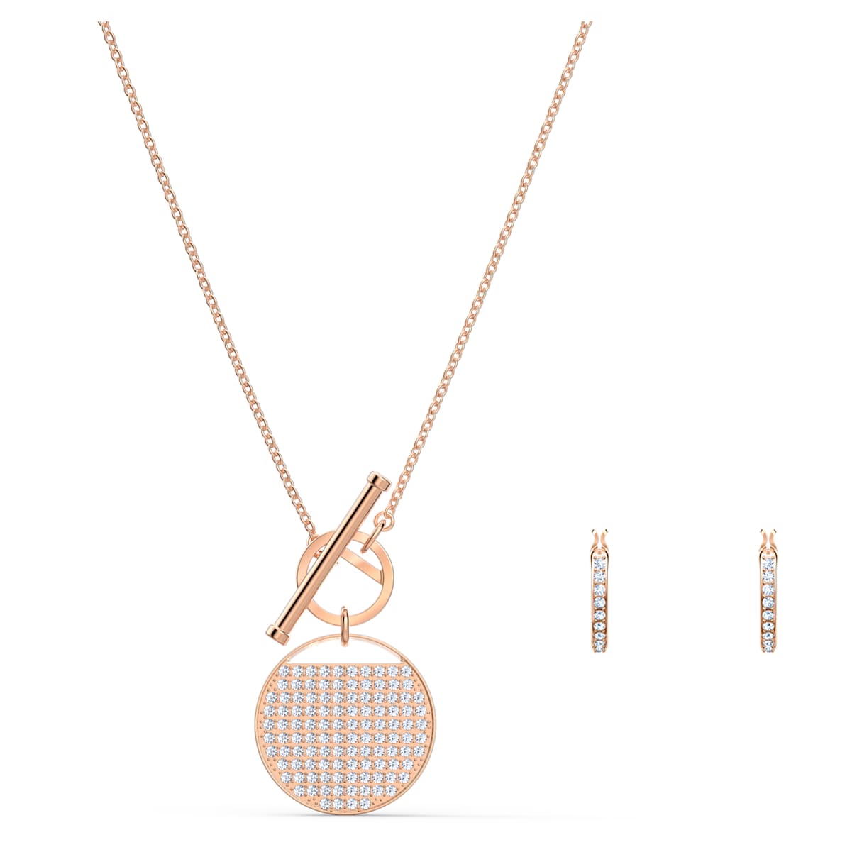 Click to view product details and reviews for Ginger T Bar Set White Rose Gold Tone Plated.