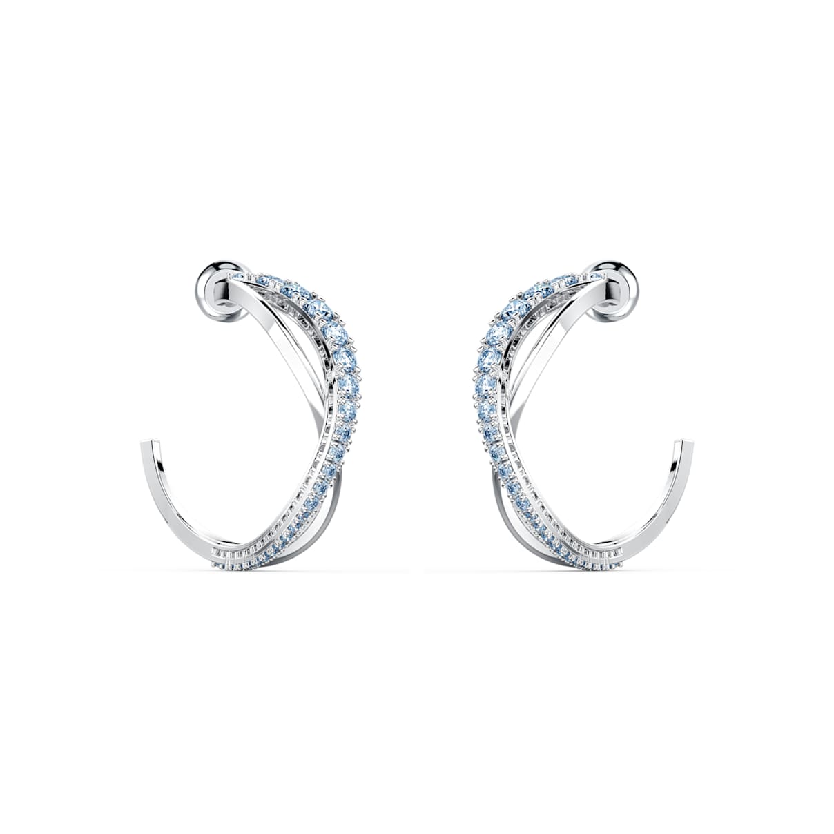 

Swarovski Twist フープピアス, ブルー, ロジウム・プレーティング