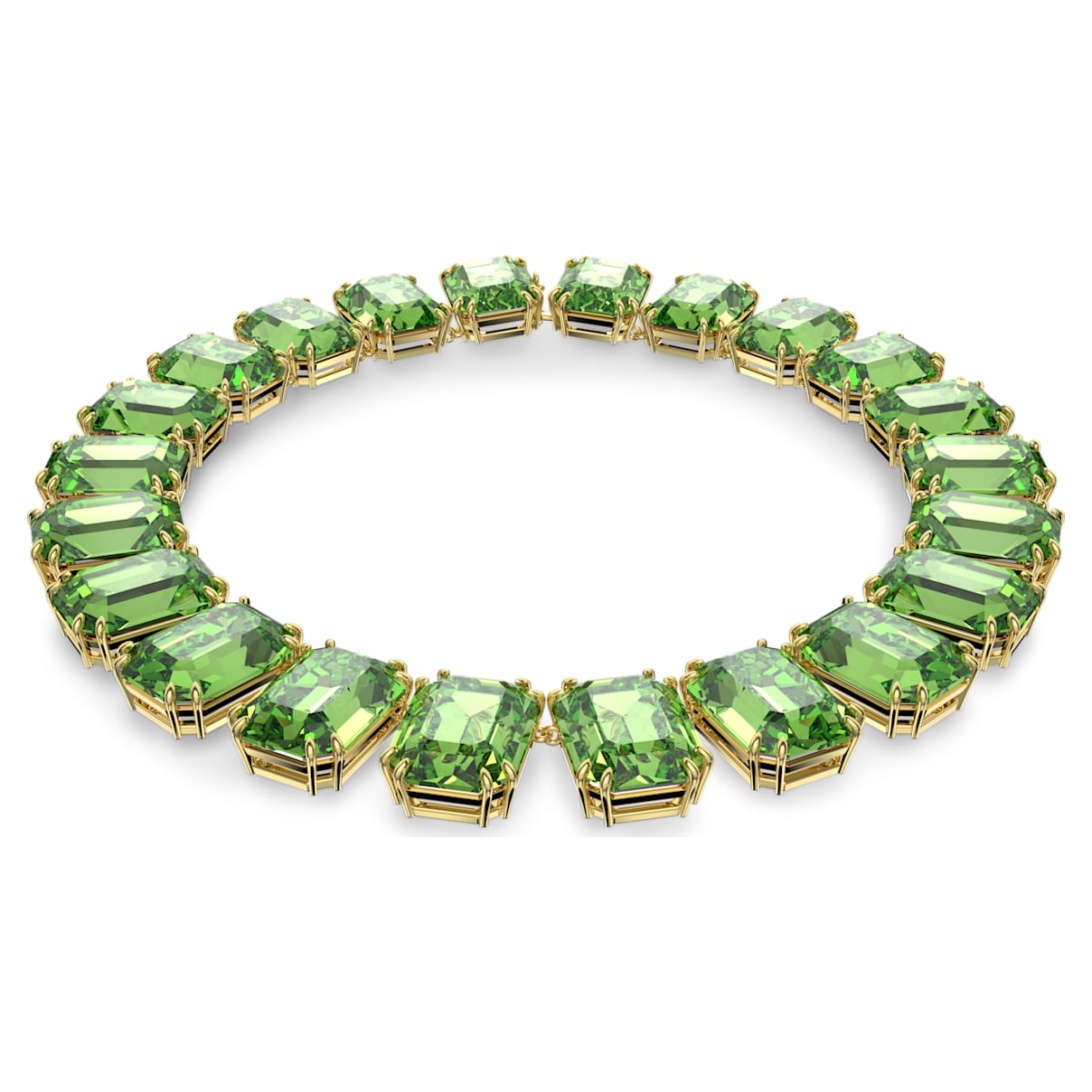 Collana Millenia, Cristalli taglio octagon, Verde, Placcato color oro