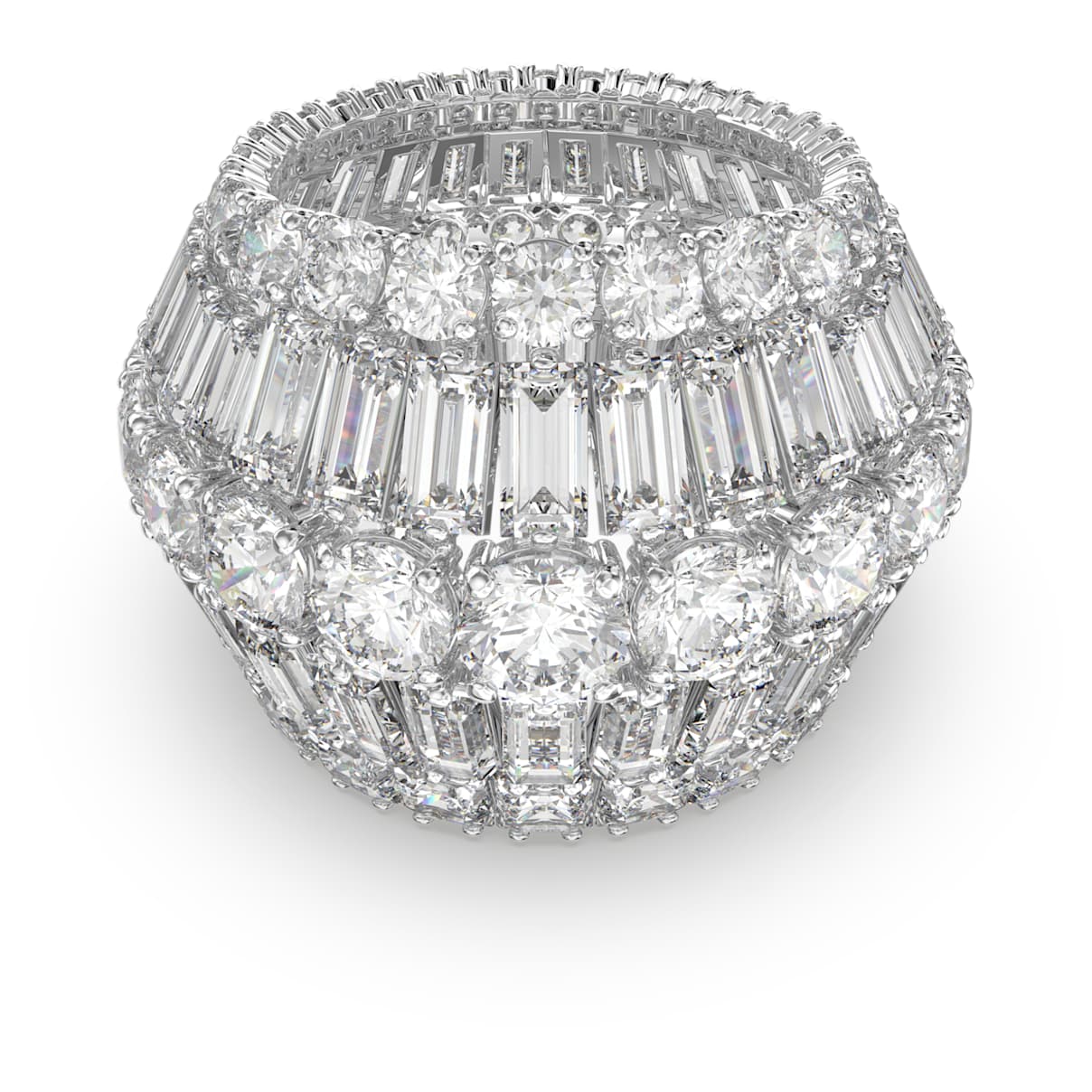 

Hyperbola cocktail ring, Mixed cuts, White, Rhodium plated