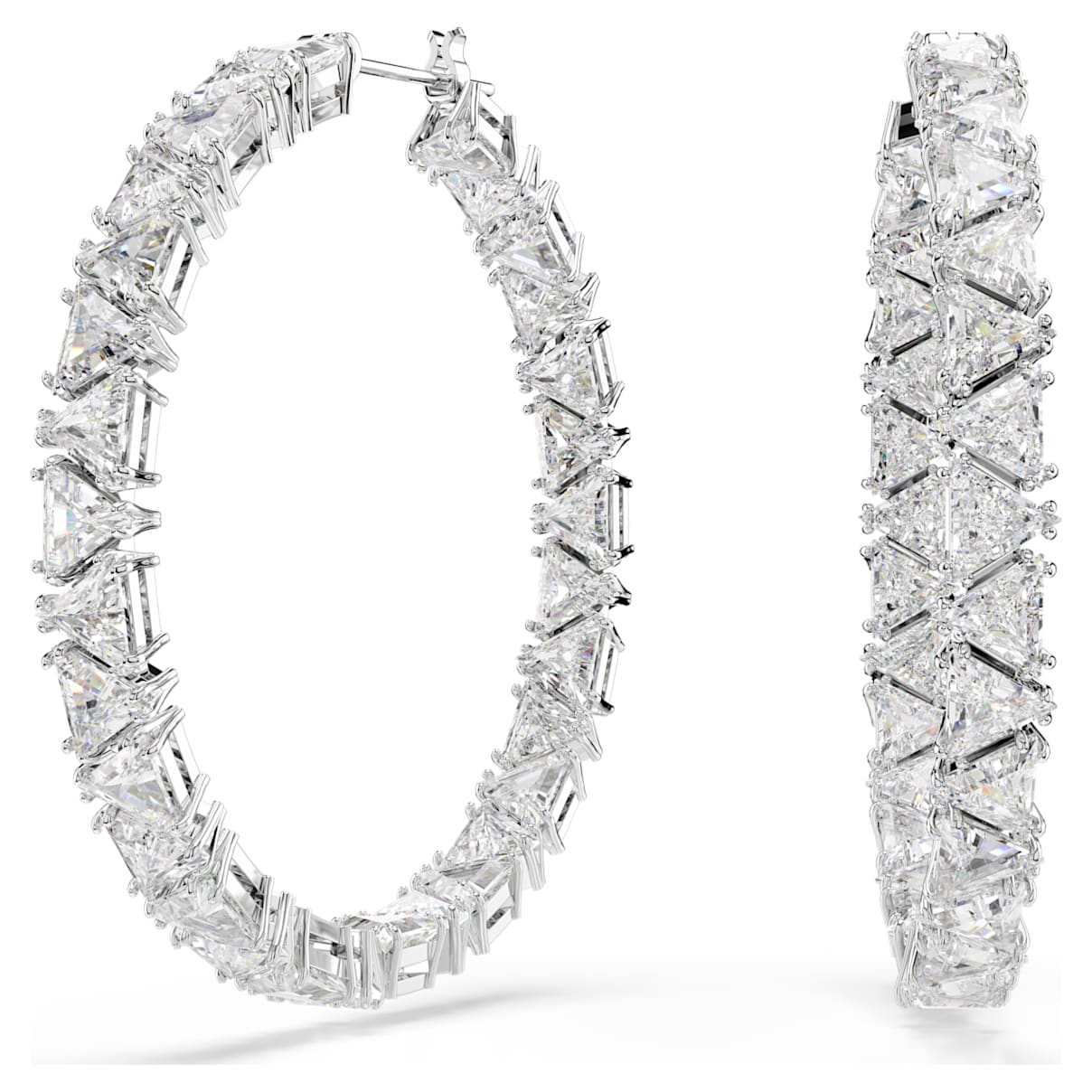 Click to view product details and reviews for Millenia Hoop Earrings Triangle Swarovski Zirconia White Rhodium Plated.