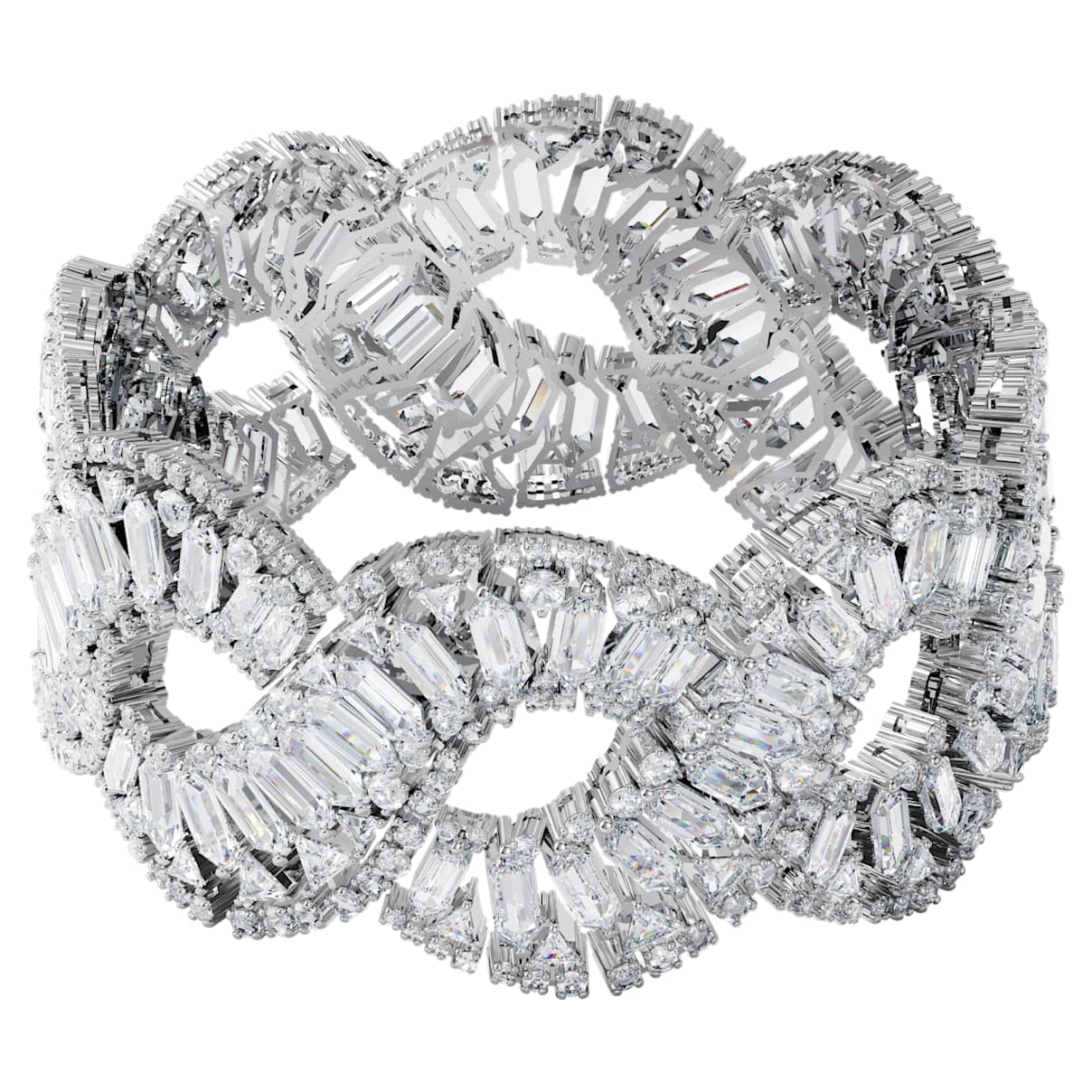 

Hyperbola bracelet, Mixed cuts, Infinity, White, Rhodium plated