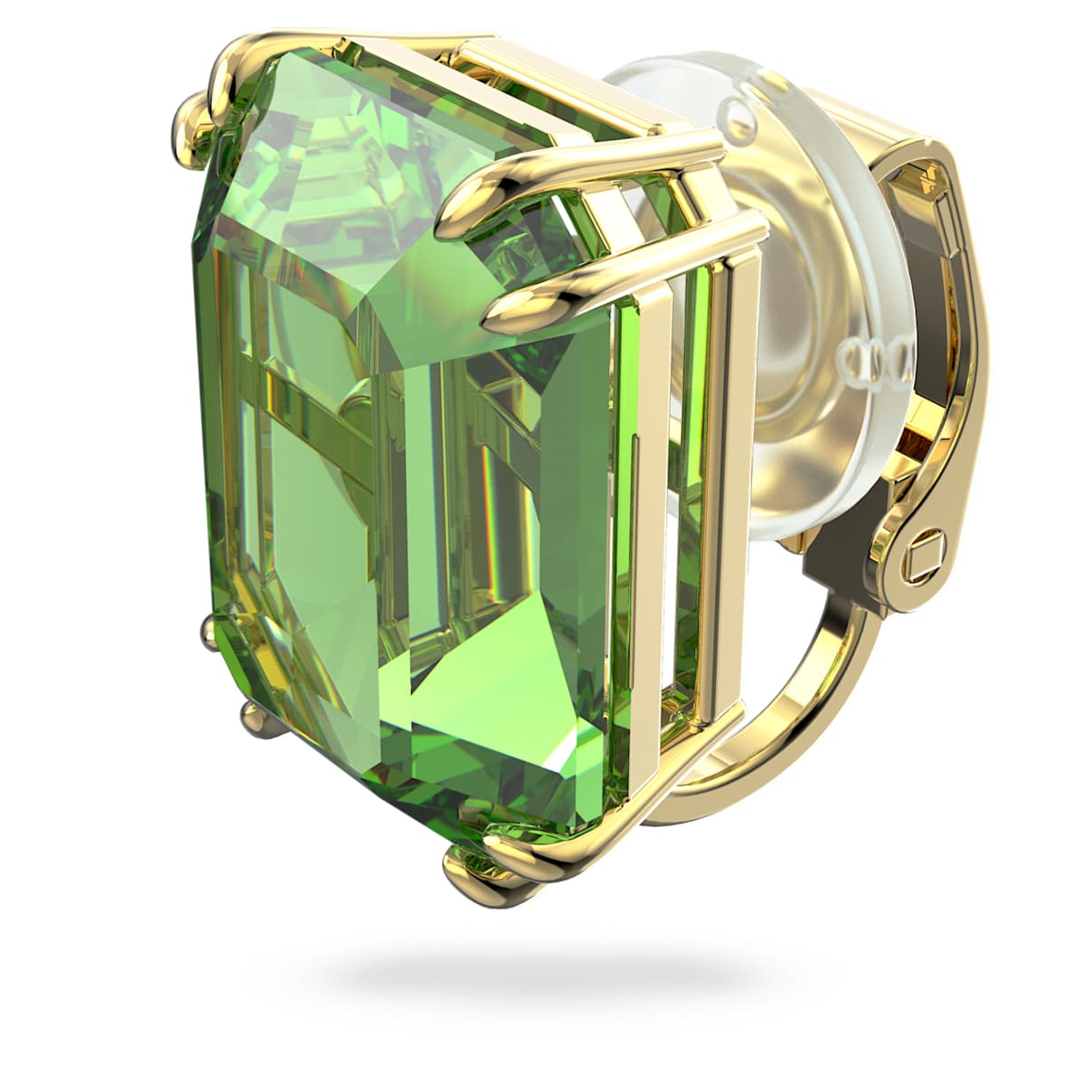 

Swarovski Millenia clip earring, Single, Octagon cut, Green, Gold-tone plated