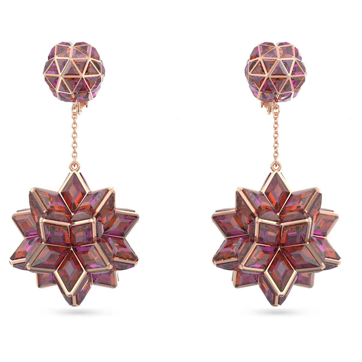 Click to view product details and reviews for Curiosa Drop Earrings Geometric Crystals Pink Rose Gold Tone Plated.