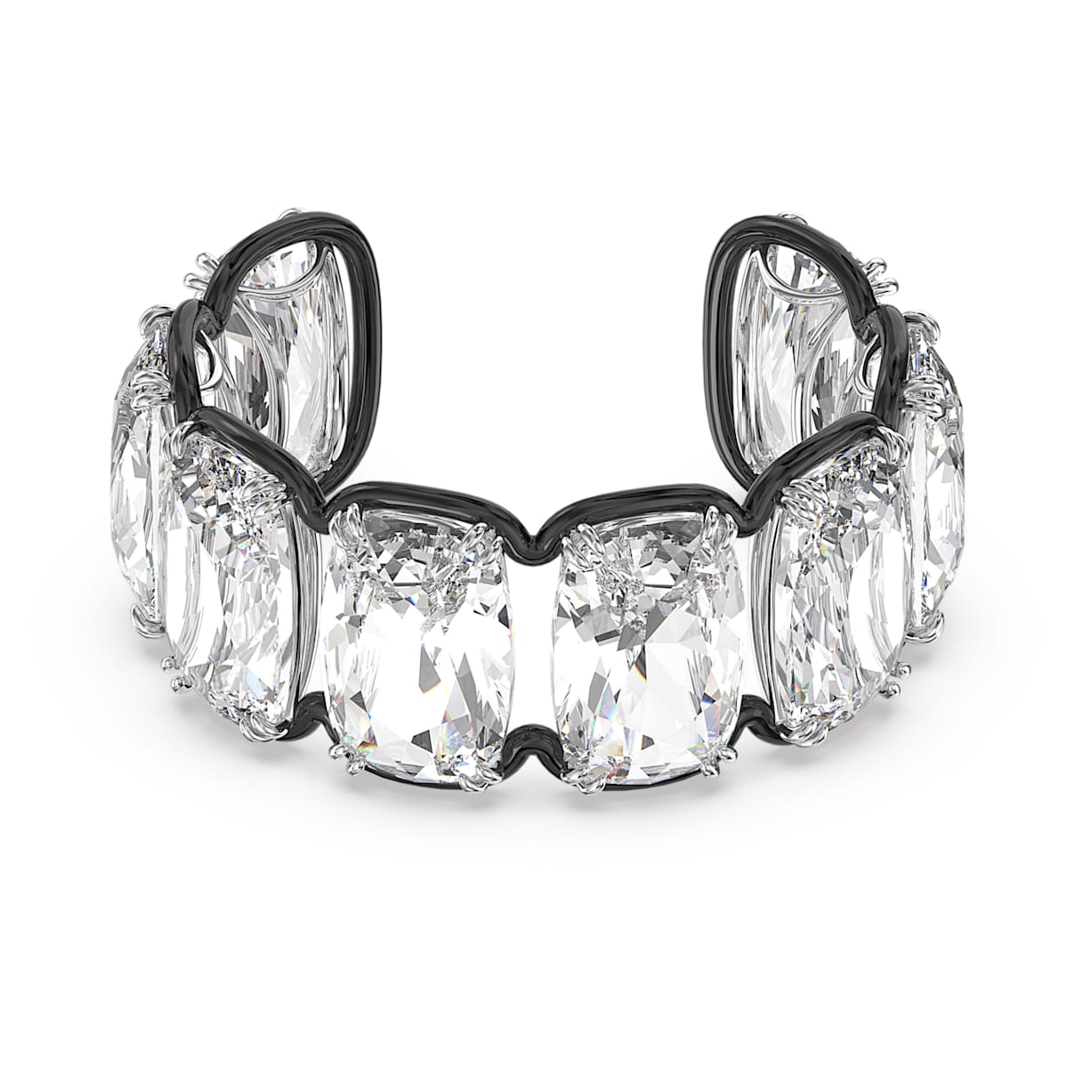 

Harmonia cuff, Oversized floating crystals, White, Mixed metal finish
