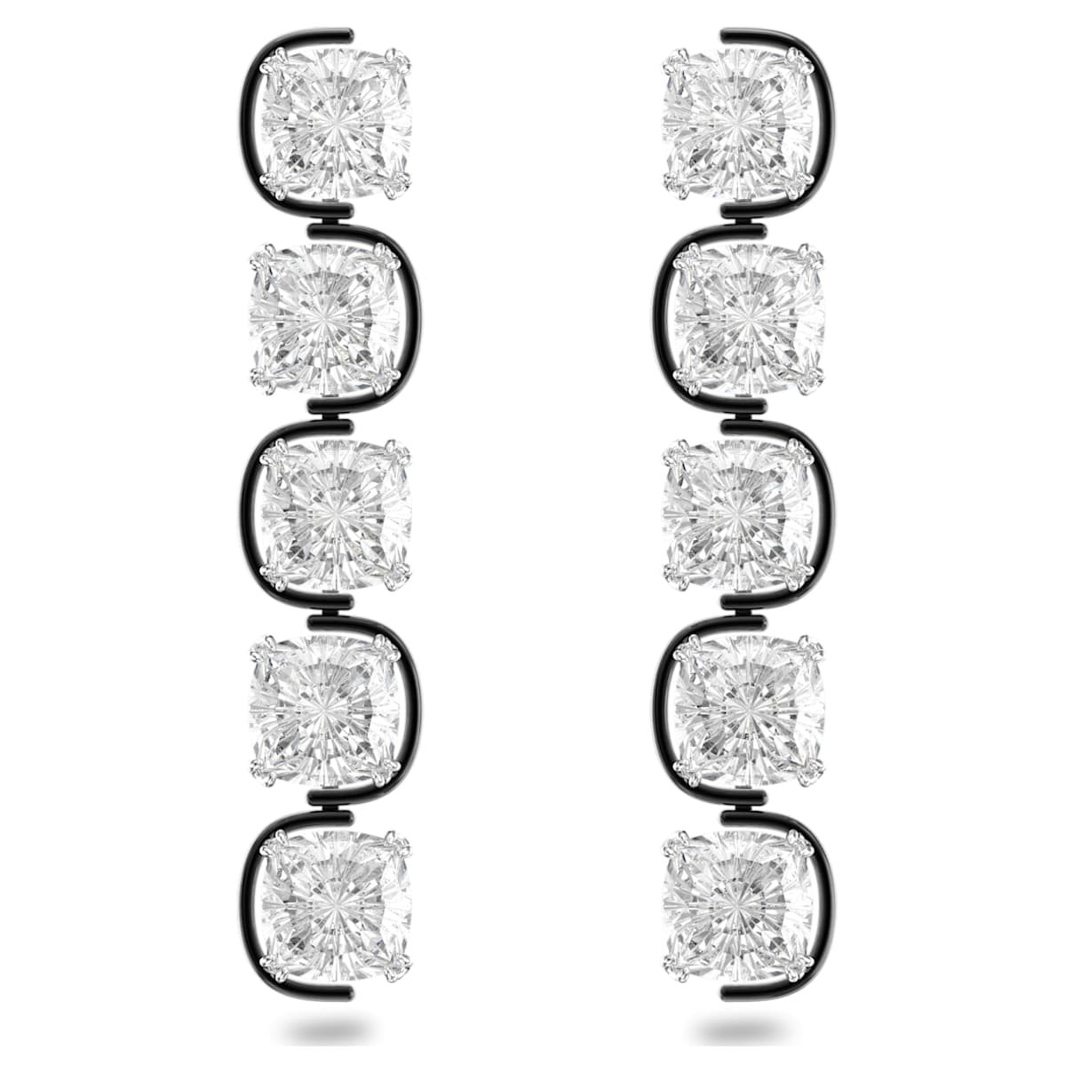 

Pendants d'oreilles Harmonia, Cristaux flottants taille coussin, Blanches, Finition mix de métal