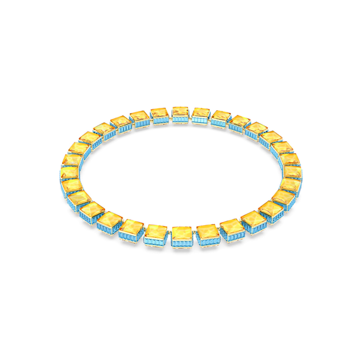

Swarovski Orbita necklace, Square cut, Multicolored, Gold-tone plated