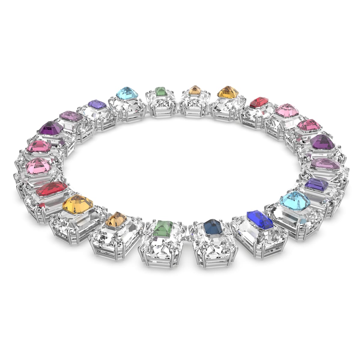

Swarovski Chroma choker, Oversized crystals, Multicoloured, Rhodium plated