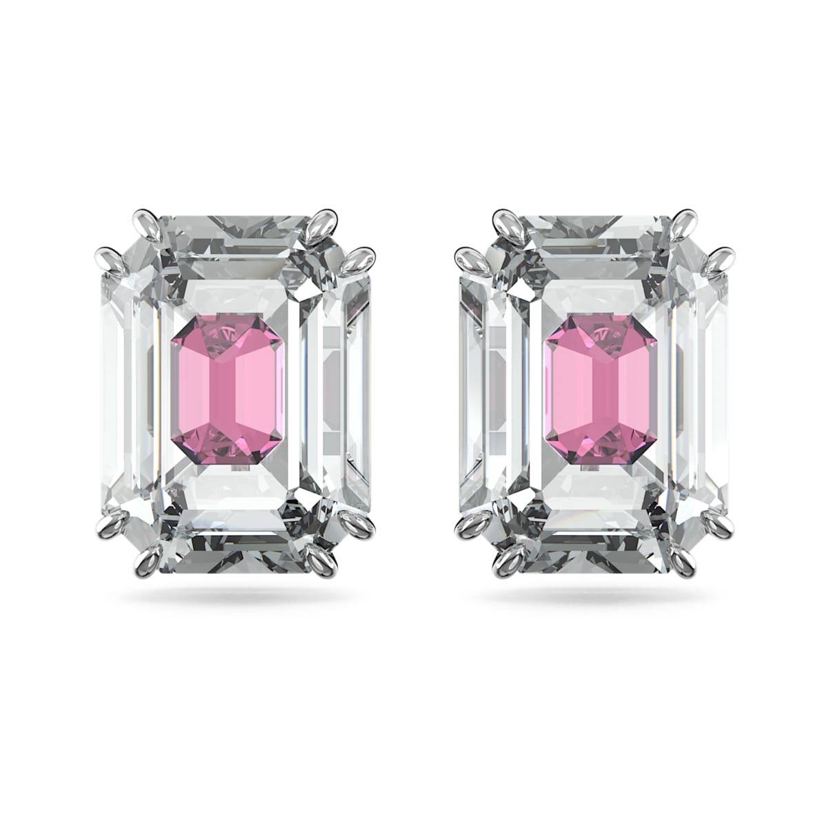 

Pendientes de botón Chroma, Talla octogonal, Rosas, Baño de rodio