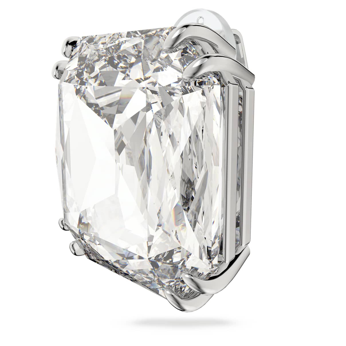

Mesmera clip earring, Single, Square cut, White, Rhodium plated