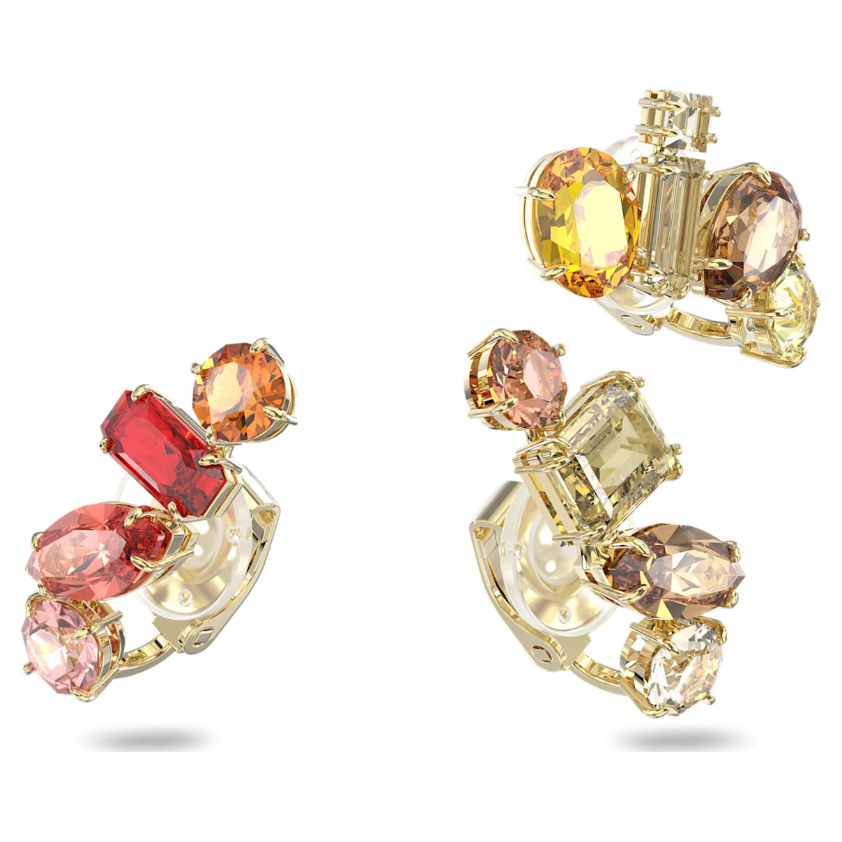 

Swarovski Gema クリップイヤリング, セット(3)、アシンメトリーデザイン, ホワイト, ゴールドトーン・プレーティング