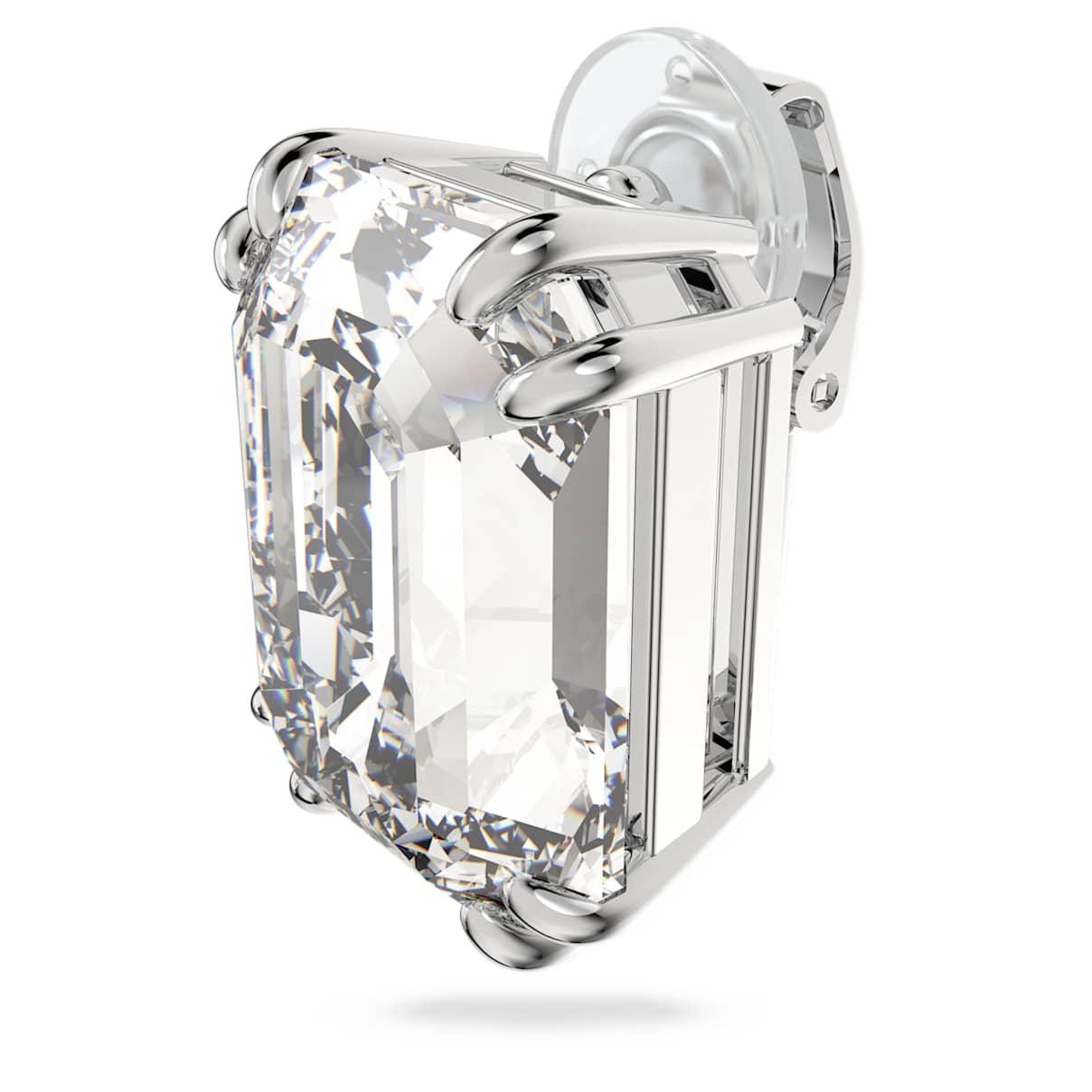 

Mesmera clip earring, Single, Octagon cut, White, Rhodium plated