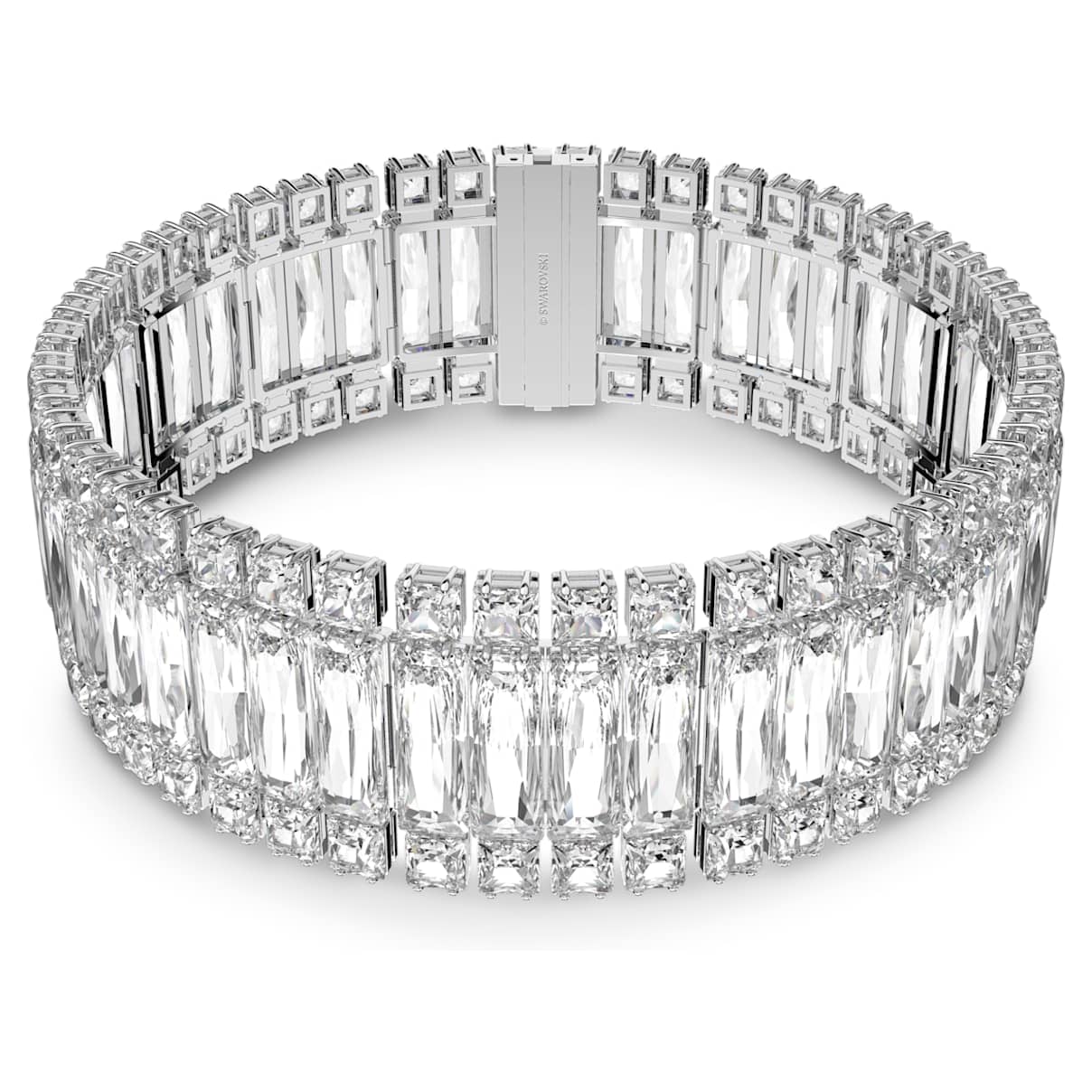 

Hyperbola choker, Rectangular cut, White, Rhodium plated