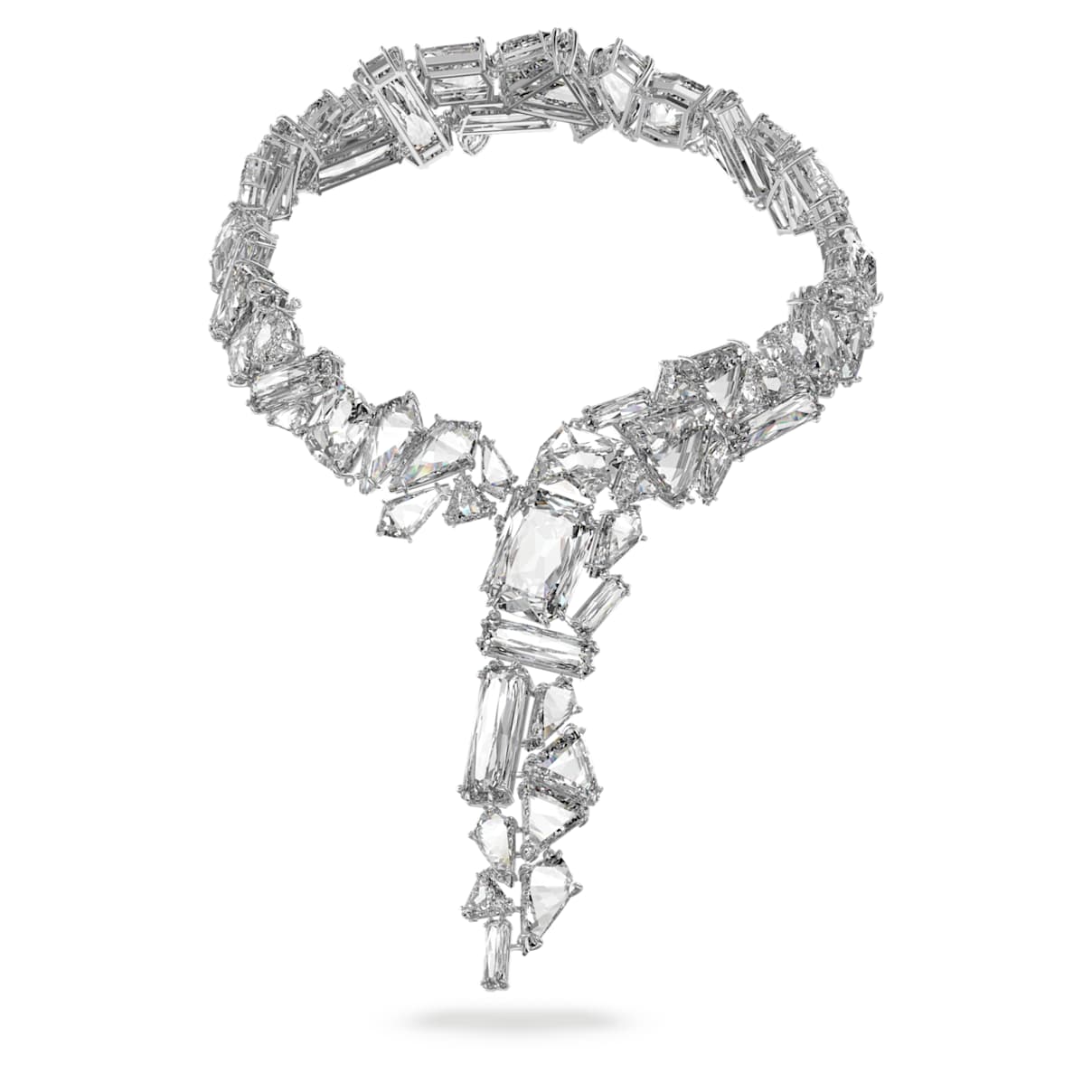 

Mesmera Y necklace, Oversized crystals, White, Rhodium plated