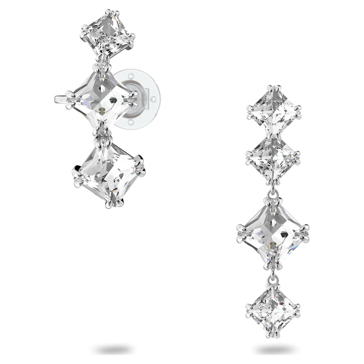 Orecchino ear cuff Millenia, Set (2), Design asimmetrico, Bianco, Placcato rodio