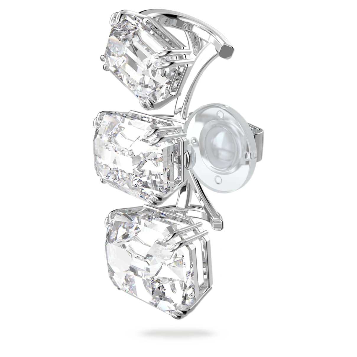 Millenia ear cuff, Single, Graduated crystals, White, Rhodium plated