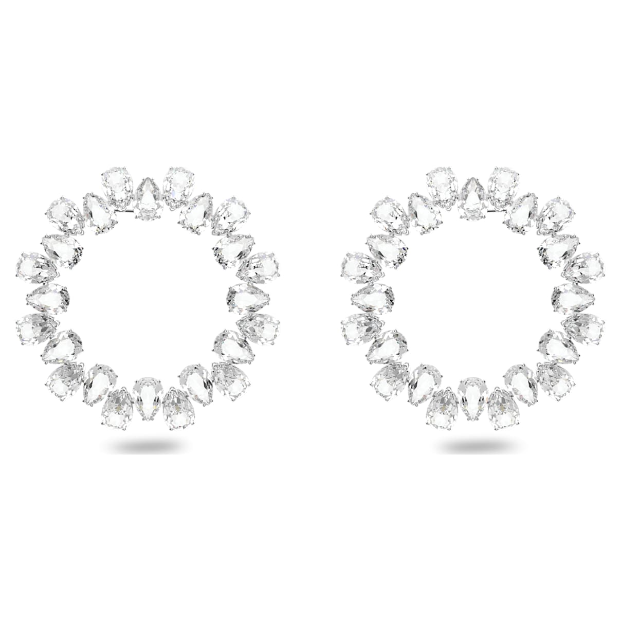 

Millenia hoop earrings, Pear cut, Large, White, Rhodium plated