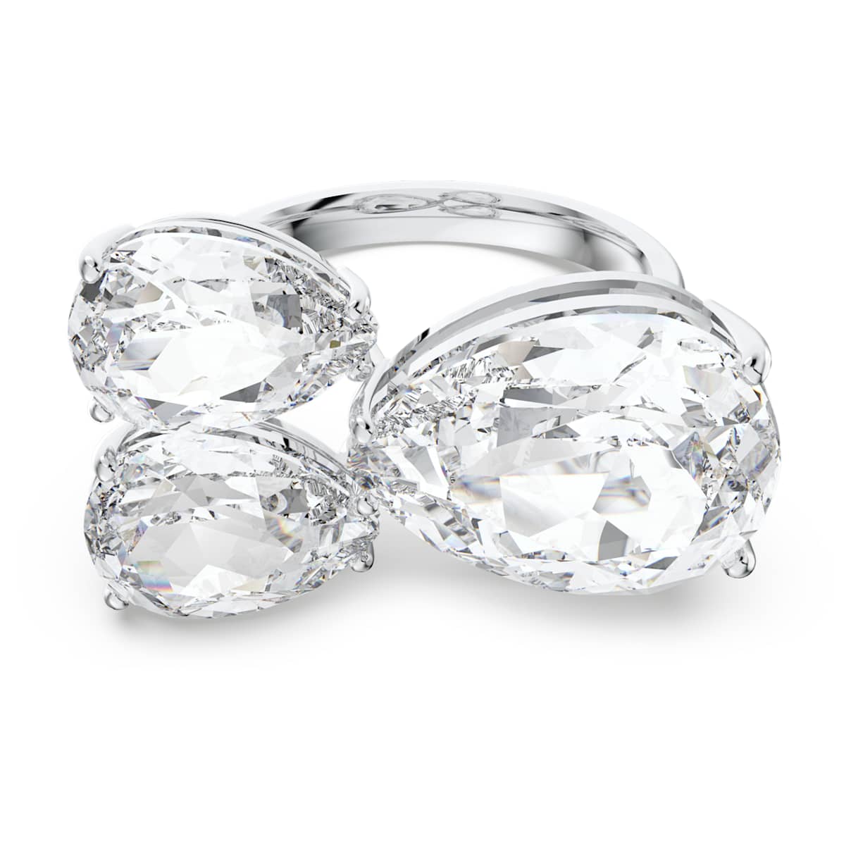 

Millenia cocktail ring, Pear cut, White, Rhodium plated
