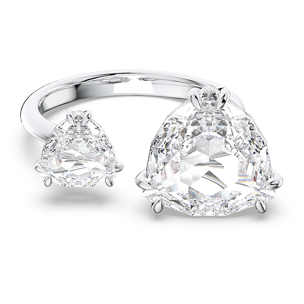 

Millenia open ring, Trilliant cut, White, Rhodium plated