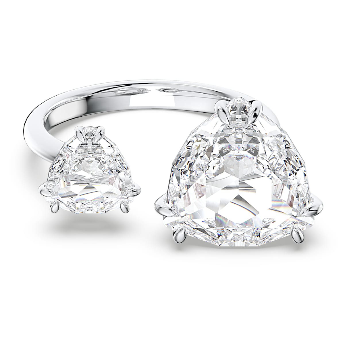 Swarovski Millenia open ring, Trilliant cut crystals, White