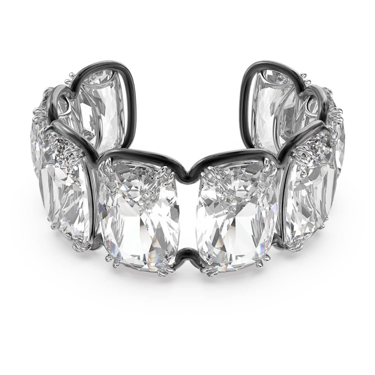

Harmonia cuff, Oversized floating crystals, White, Mixed metal finish
