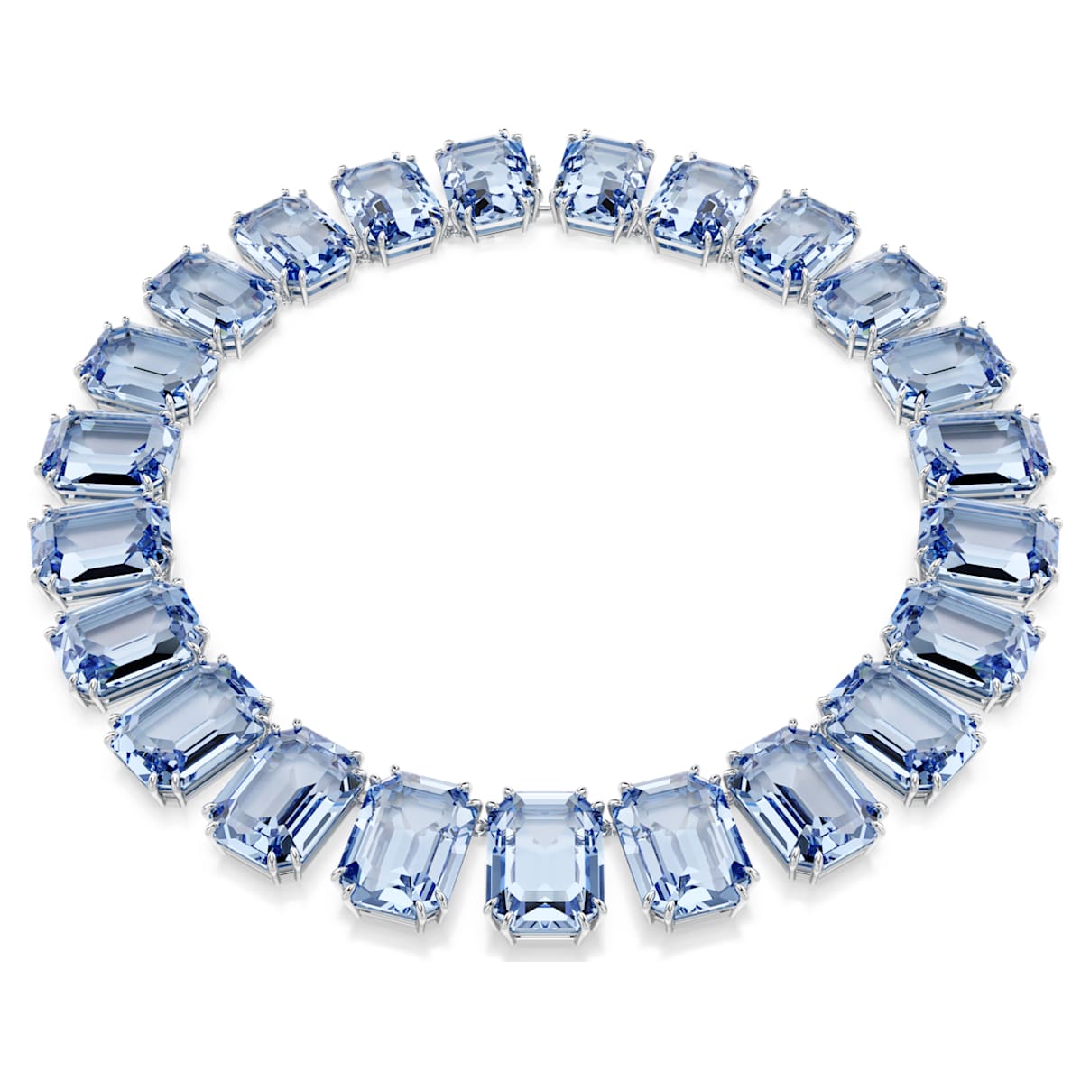 

Millenia Tennis necklace, Oversized crystals, Octagon cut, Blue, Rhodium plated