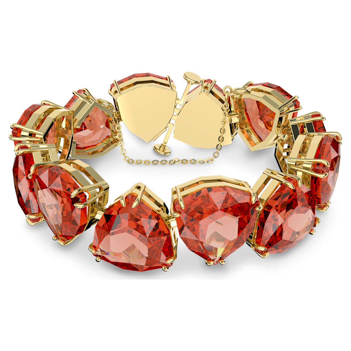 

Swarovski Millenia bracelet, Trilliant cut, Orange, Gold-tone plated
