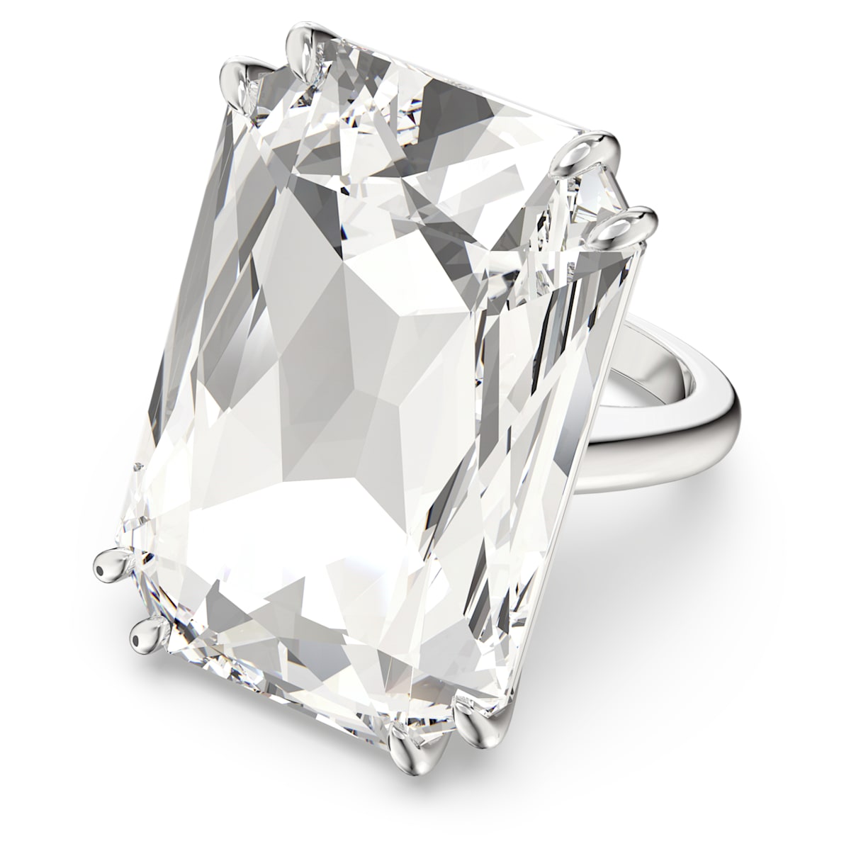 

Swarovski Mesmera cocktail ring, Oversized crystal, White, Rhodium plated